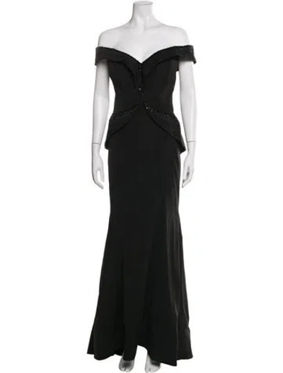 Pre-owned Rene Ruiz Off-the-shoulder Long Dress In Black