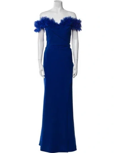 Pre-owned Rene Ruiz Off-the-shoulder Long Dress In Blue