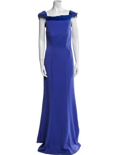 Pre-owned Rene Ruiz Off-the-shoulder Long Dress In Blue