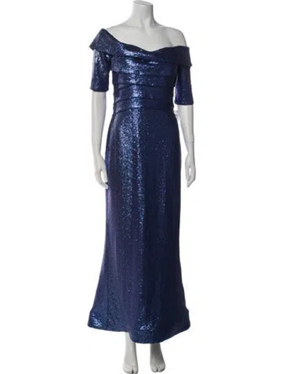 Pre-owned Rene Ruiz Off-the-shoulder Long Dress In Blue