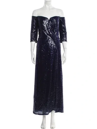 Pre-owned Rene Ruiz Off-the-shoulder Long Dress In Blue