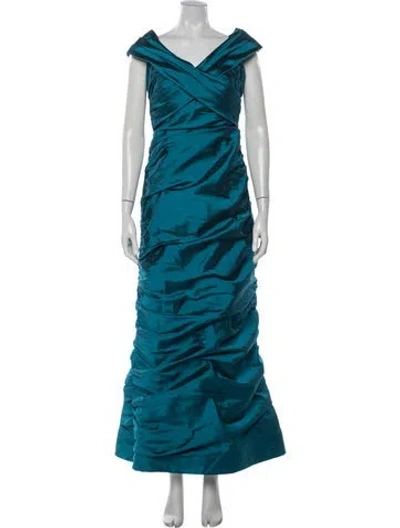 Pre-owned Rene Ruiz Off-the-shoulder Long Dress In Blue