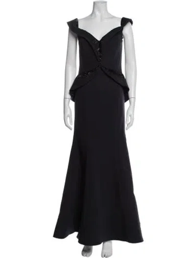 Pre-owned Rene Ruiz Off-the-shoulder Long Dress In Blue