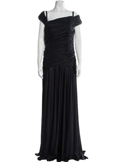 Pre-owned Rene Ruiz Off-the-shoulder Long Dress In Blue