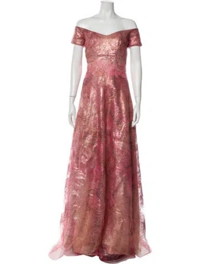 Pre-owned Rene Ruiz Off-the-shoulder Long Dress In Pink