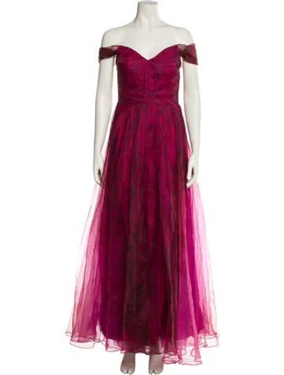 Pre-owned Rene Ruiz Off-the-shoulder Long Dress In Pink