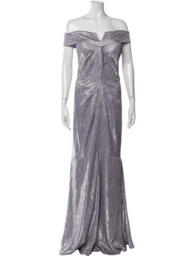 Pre-owned Rene Ruiz Off-the-shoulder Long Dress In Purple