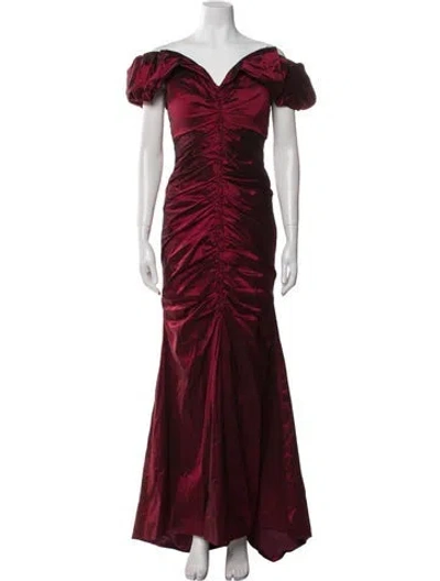 Pre-owned Rene Ruiz Off-the-shoulder Long Dress In Red