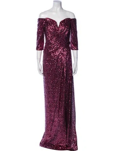 Pre-owned Rene Ruiz Off-the-shoulder Long Dress In Red