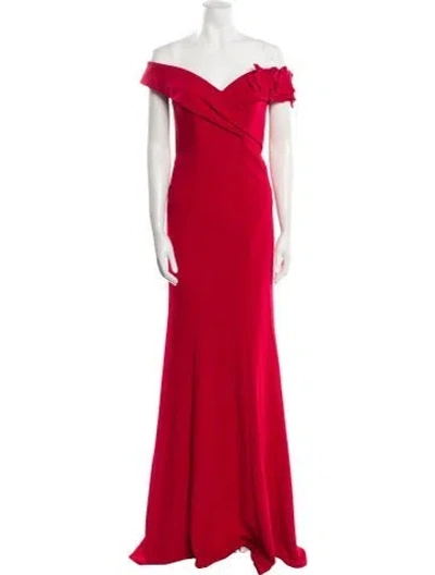 Pre-owned Rene Ruiz Off-the-shoulder Long Dress In Red
