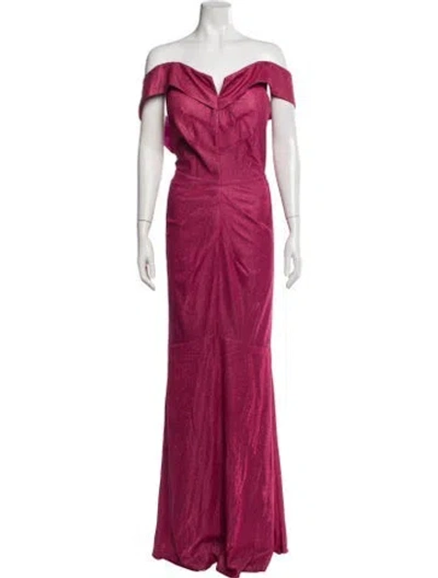 Pre-owned Rene Ruiz Off-the-shoulder Long Dress In Red