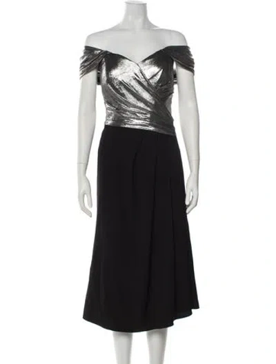 Pre-owned Rene Ruiz Off-the-shoulder Long Dress W/ Tags In Gray