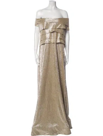 Pre-owned Rene Ruiz Off-the-shoulder Long Dress W/ Tags In Neutral