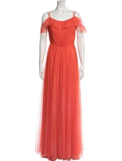Pre-owned Rene Ruiz Off-the-shoulder Long Dress W/ Tags In Orange
