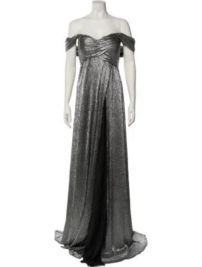 Pre-owned Rene Ruiz Off-the-shoulder Long Dress W/ Tags In Silver