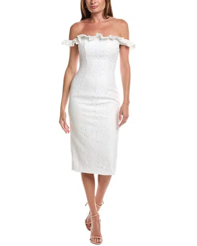 Rene Ruiz Off-the-shoulder Midi Column Gown In Transparent