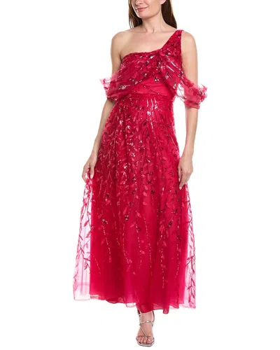 Rene Ruiz Off-the-shoulder Sequin Tulle Wrap A-line Gown In Pink