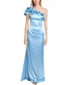 Rene Ruiz One-shoulder 3d Motif Column Gown