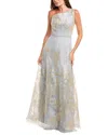 Rene Ruiz One-shoulder A-line Gown In Silver