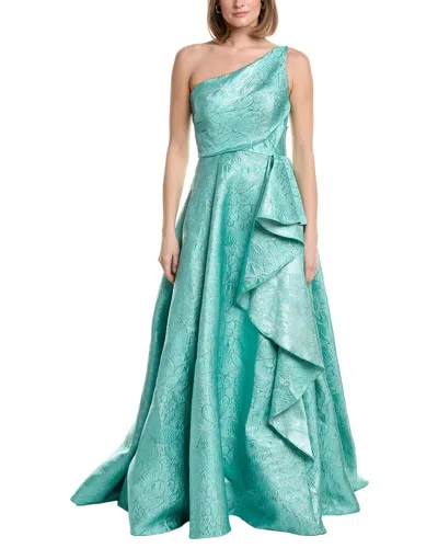 Rene Ruiz One Shoulder A-line Gown In Green