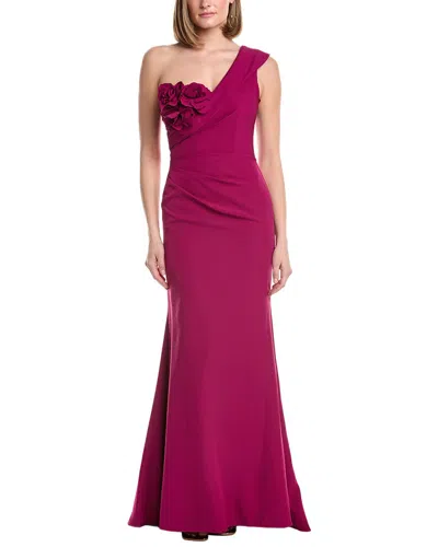 Rene Ruiz One-shoulder Column Gown In Purple