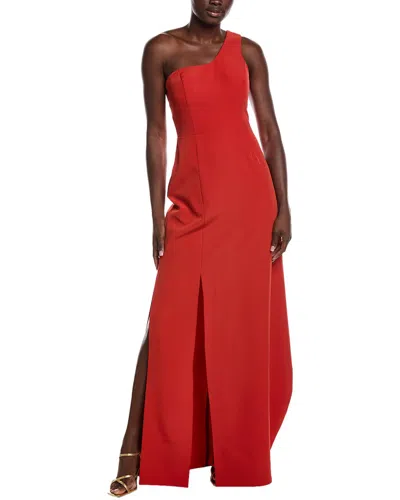 Rene Ruiz One-shoulder Crepe Gown In Orange