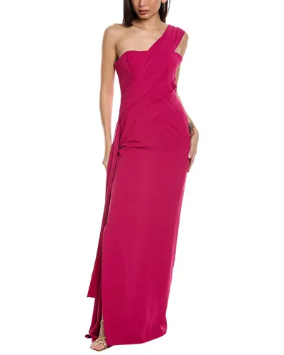 Rene Ruiz One-shoulder Crepe Gown In Pink