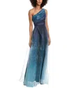 Rene Ruiz One-shoulder Gown In Blue