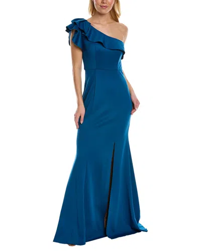 Rene Ruiz One-shoulder Gown In Blue