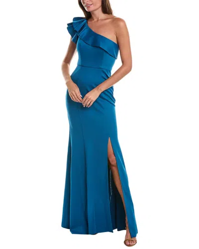 Rene Ruiz One-shoulder Gown In Blue