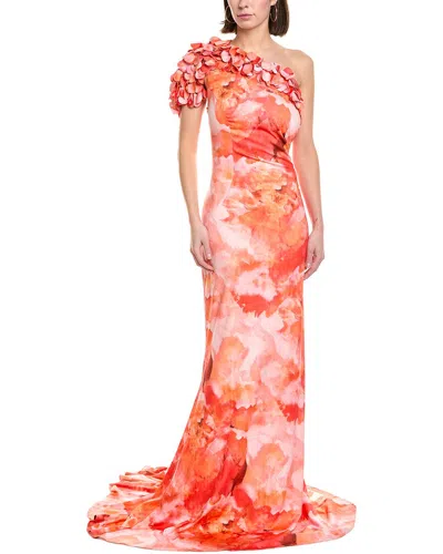 Rene Ruiz One-shoulder Gown In Orange