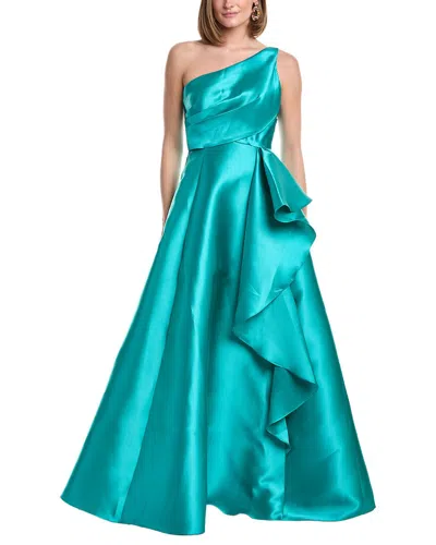 Rene Ruiz One Shoulder Mikado Gown In Green