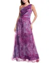 Rene Ruiz One-shoulder Organza Gown In Purple