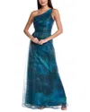 Rene Ruiz One-shoulder A-line Gown In Blue