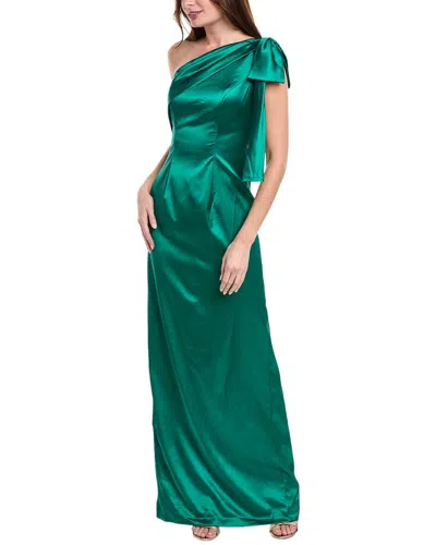 Rene Ruiz One-shoulder Satin Gown In Green