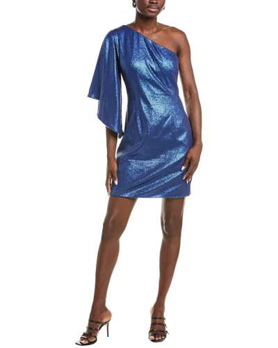 Rene Ruiz One-shoulder Sequin Cocktail Dress In Blue
