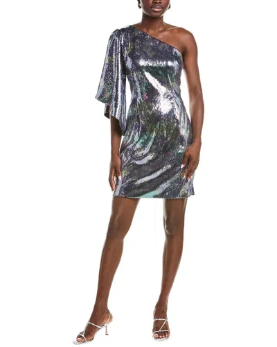 Rene Ruiz One-shoulder Sequin Cocktail Dress In Purple