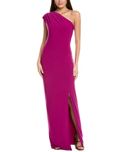 Rene Ruiz One-shoulder Stretch Column Gown In Purple