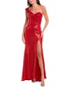Rene Ruiz One-shoulder Sweetheart Sequin Gown In Red