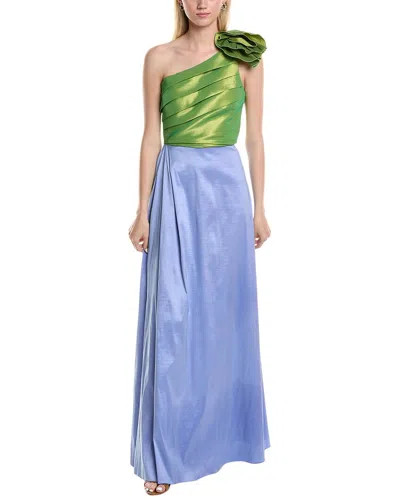 RENE RUIZ ONE-SHOULDER TAFFETA GOWN