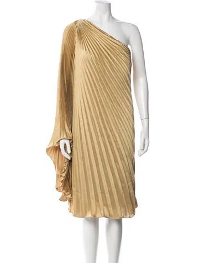 Pre-owned Rene Ruiz One-shoulder Knee-length Dress W/ Tags In Gold