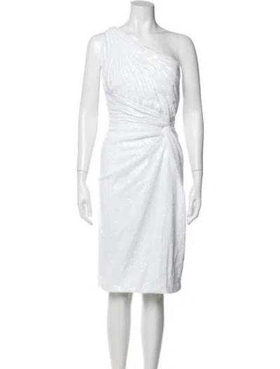 Pre-owned Rene Ruiz One-shoulder Knee-length Dress In White
