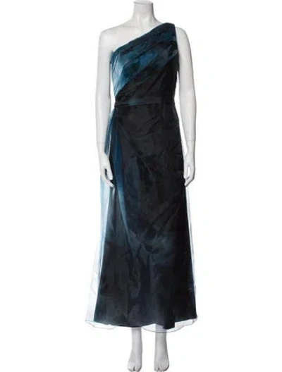 Pre-owned Rene Ruiz One-shoulder Long Dress In Blue