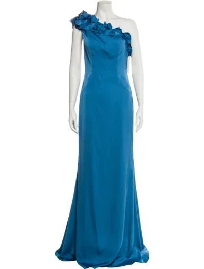Pre-owned Rene Ruiz One-shoulder Long Dress In Blue
