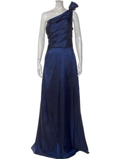 Pre-owned Rene Ruiz One-shoulder Long Dress In Blue