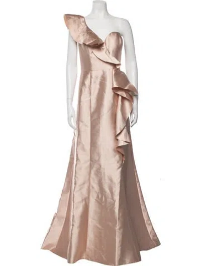 Pre-owned Rene Ruiz One-shoulder Long Dress In Neutrals
