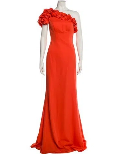 Pre-owned Rene Ruiz One-shoulder Long Dress In Orange