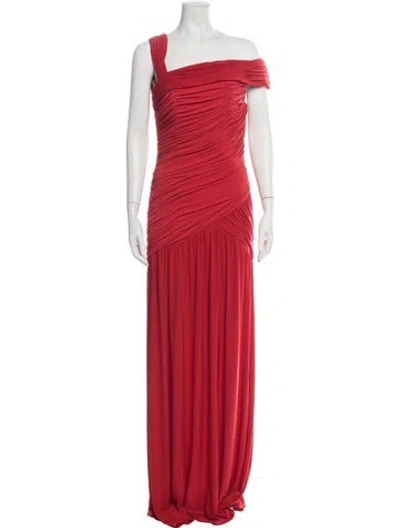 Pre-owned Rene Ruiz One-shoulder Long Dress In Red
