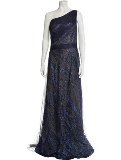 Pre-owned Rene Ruiz One-shoulder Long Dress W/ Tags In Blue