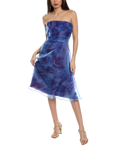 Rene Ruiz Organza Cocktail Dress In Blue